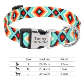 Adjustable Nylon Dog Collar Personalized Dogs Cat ID (Option: 147Green-L)