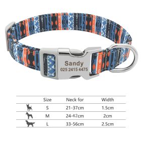 Adjustable Nylon Dog Collar Personalized Dogs Cat ID (Option: 217H1-M)