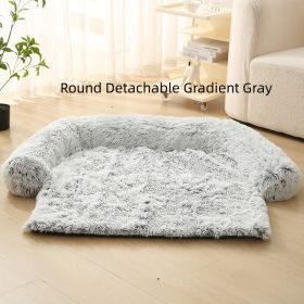 Pet Dog Plush Winter Warm Sofa Cushion (Option: Round Detachable Gradient Gray-L)