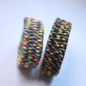 Dog Collar Woven Umbrella Rope Material (Option: Light Rainbow Left-32cm)