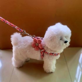 Adjustable Pet Chest Strap Traction Rope (Option: Rhinestone Pink-S)