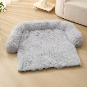 Pet Dog Plush Winter Warm Sofa Cushion (Option: Round Detachable Light Gray-M)