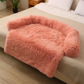 Pet Dog Plush Winter Warm Sofa Cushion (Option: Round Detachable Pink Color-M)