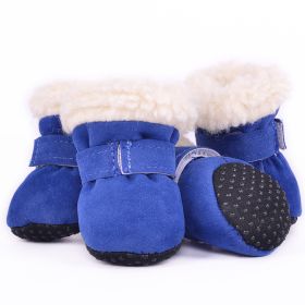 Fashion Simple Waterproof Warm Dog Shoes (Option: Blue-S)