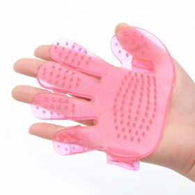 Pet Palm Brush, Hand Shampoo Grooming Bath Massage Glove, Brush Comb Five Finger for Combing and Rubbing Palm Brushed (Color: pink)