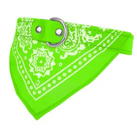 Adjustable Bandana Leather Pet Collar Triangle Scarf (Color: Green)