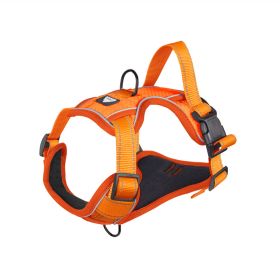 Pet Harness Reflective Commuter Chest Back Explosion-proof Hand Holding Rope Dog Leash (Option: Orange-M)