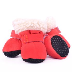 Fashion Simple Waterproof Warm Dog Shoes (Option: Red-M)