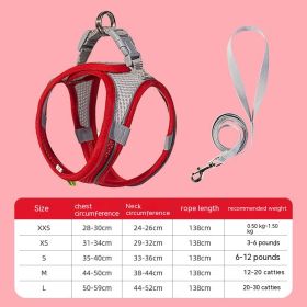 Hand Holding Rope Pet Dog Breast Strap Summer Breathable (Option: Red-S)